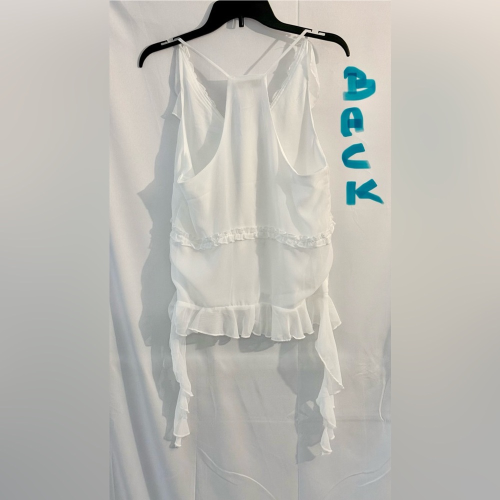 Elegant White Ruffled Women's Blouse - Picture 2 of 3